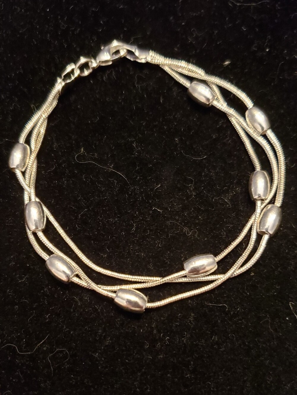 NEW 3-strand Silver Snake Chain Bracelet, Great Weight, White Silv. Color, 8"